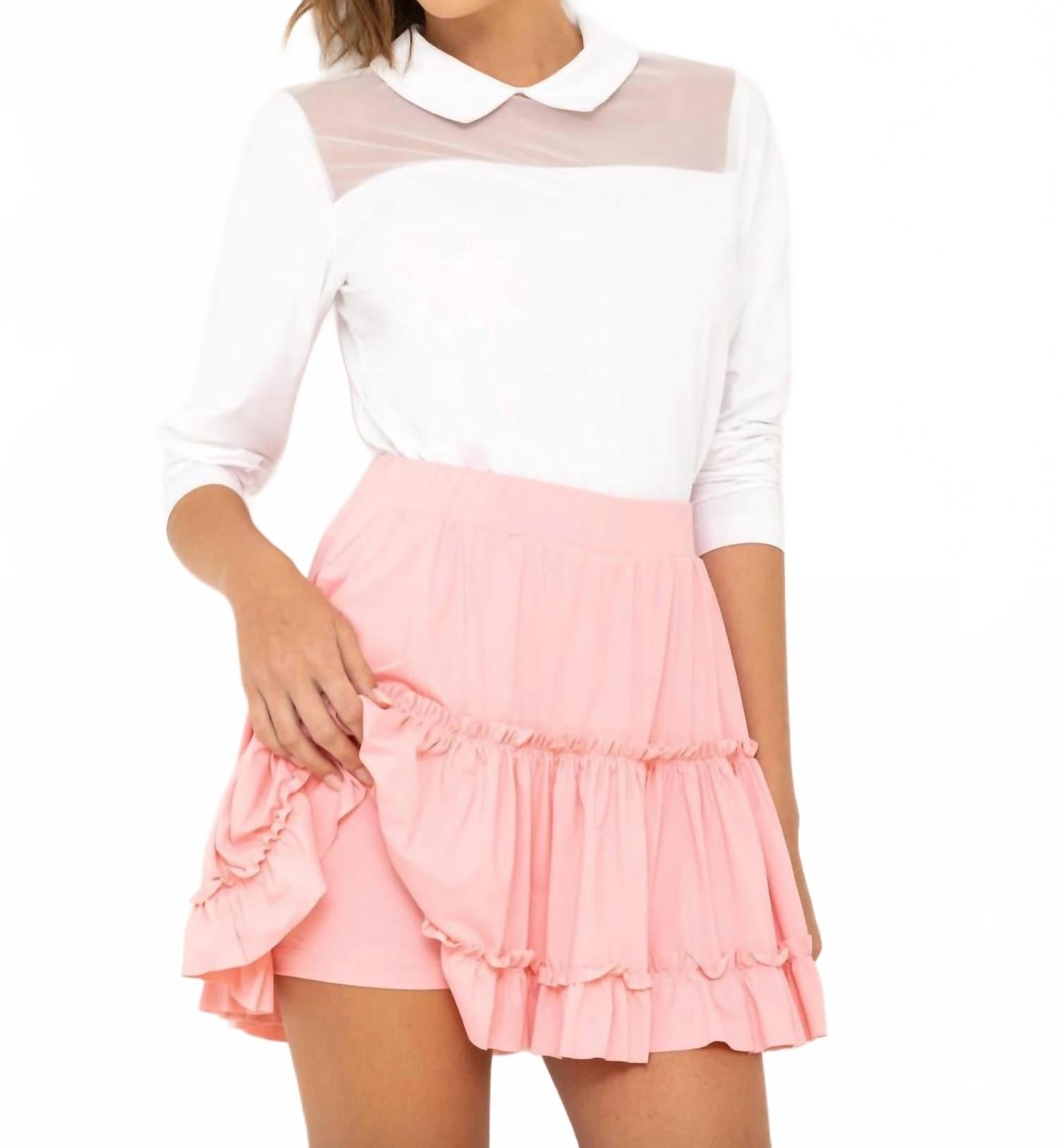 

Многослойная юбка-шорты в нежно-розовом цвете Par Social