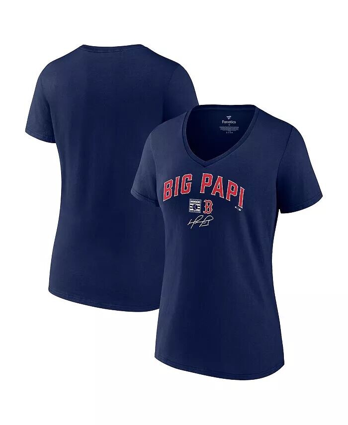 

Женская темно-синяя футболка с v-образным вырезом и рисунком David Ortiz Boston Red Sox Big Papi Fanatics