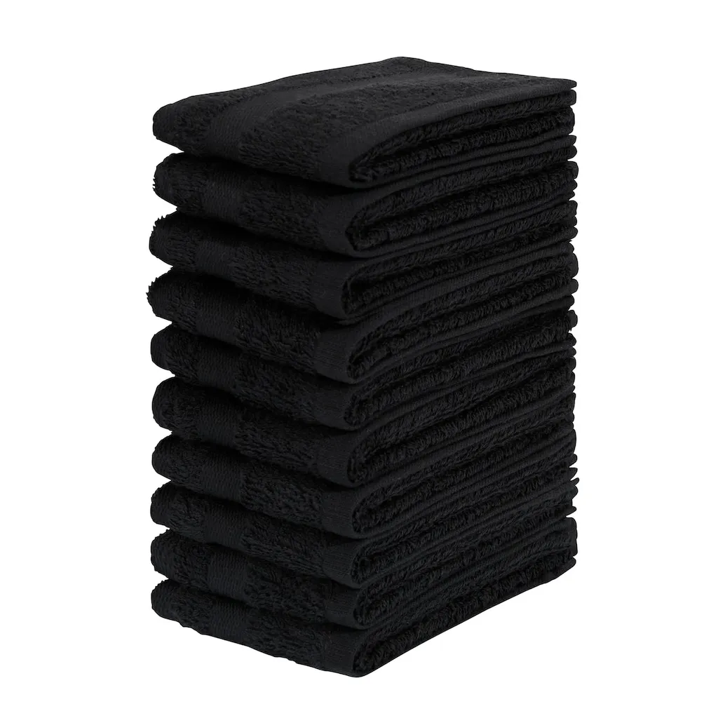 

Мое домашнее полотенце для умывания Vanessa, доступно как набор и серия, 10 мыльных полотенец, 30x30 см, полотенца с каймой, 100% хлопок, однотонные, мягкие My Home, черный