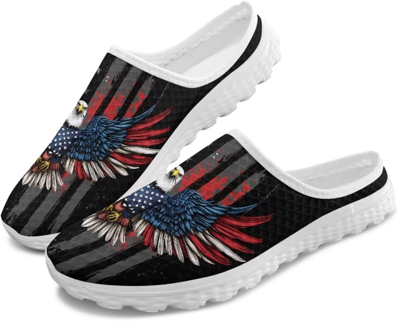 

Мужские сетчатые шлепанцы без задника с принтом - дышащие, легкие, противоскользящие, удобные для ходьбы и офиса Ocwfudsx, Flag Eagle