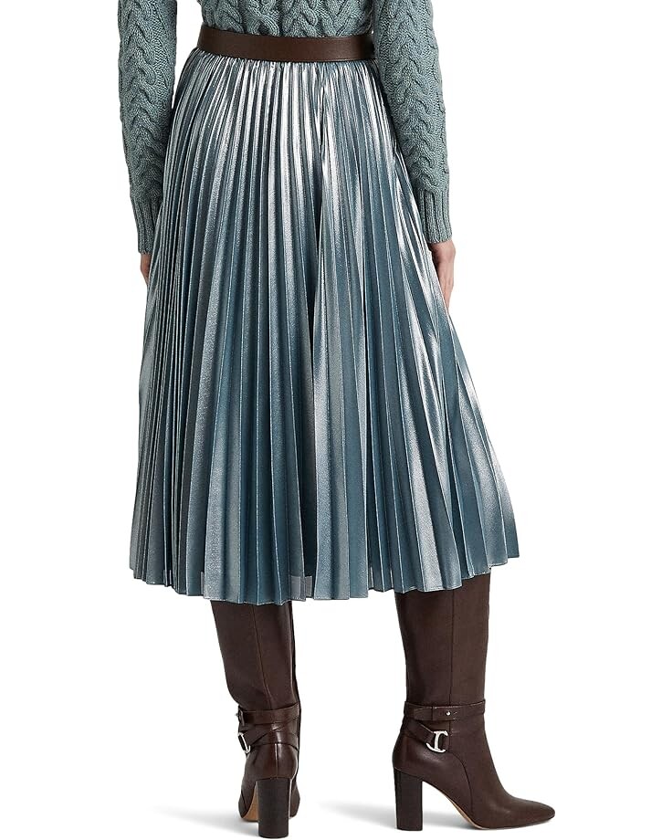 

Юбка LAUREN Ralph Lauren Petite Pleated Metallic Chiffon Skirt, цвет Highland Sea/Silver Foil