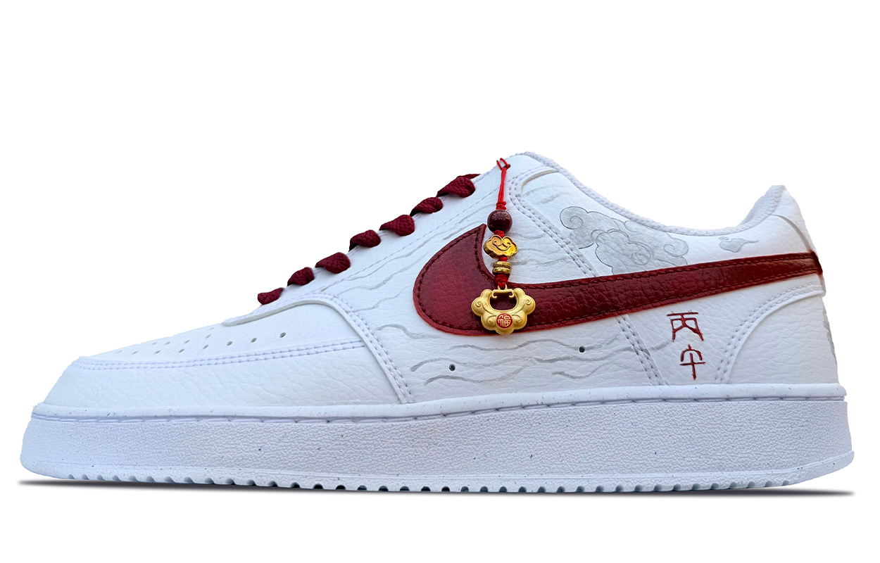 

Nike Court Vision 1 Low top Skateboard Shoes Unisex Бордовый Белый