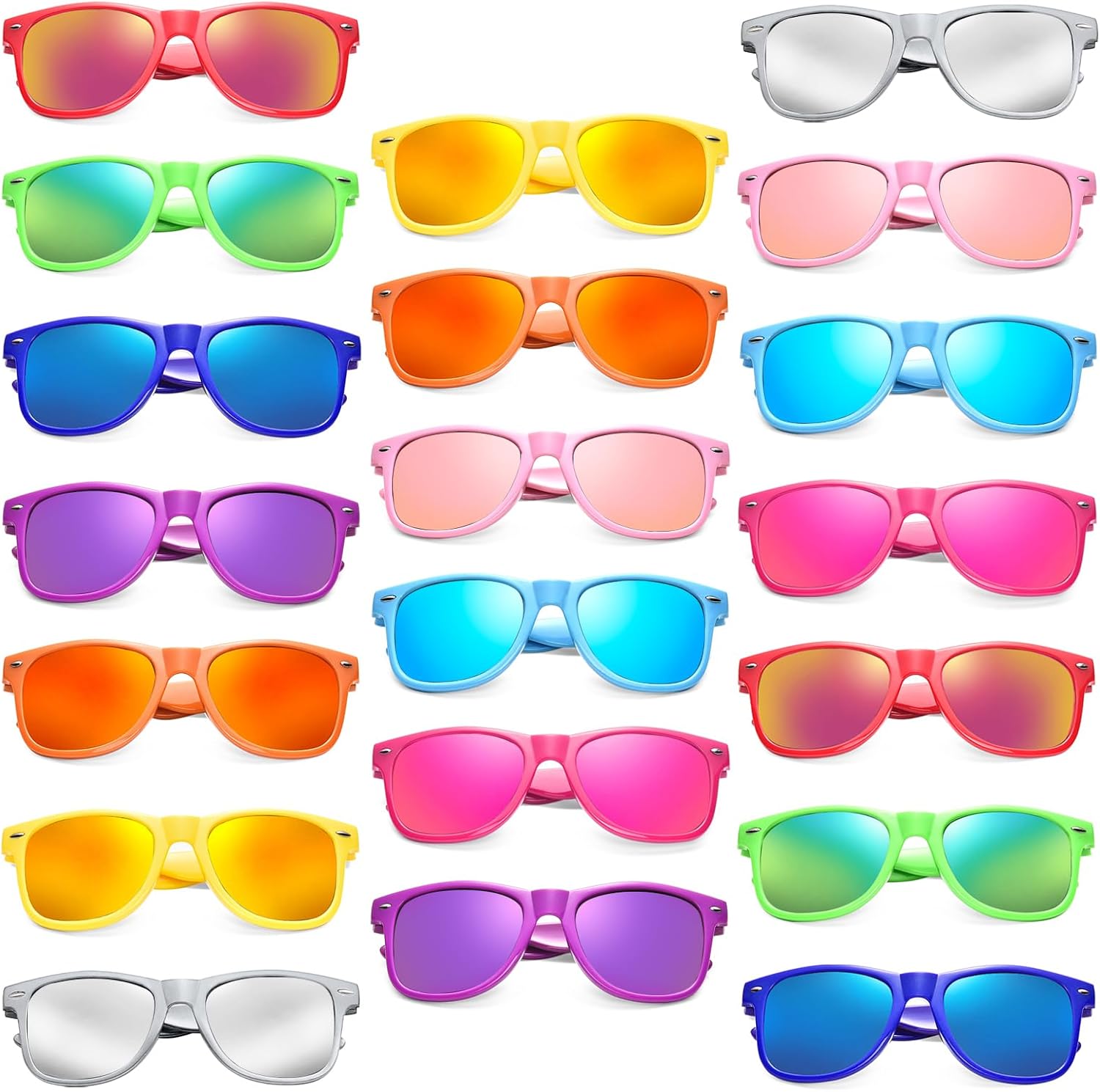 

Pibupibu, набор из 10/20 неоновых солнцезащитных очков для женщин и мужчин, оптовая продажа, ретро-очки в стиле 80-х, красочные зеркальные, для вечеринок, для взрослых и мужчин, Assorted Colors 20 Packs