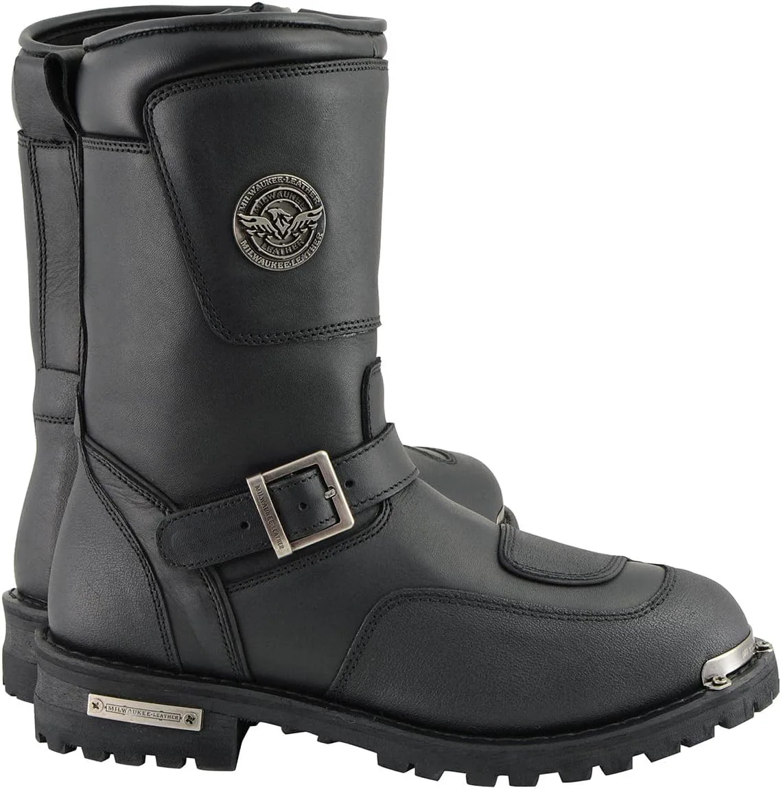 

Кожаные мотоботы Milwaukee Leather для мужчин - кожаная обувь для езды и повседневной носки, черный