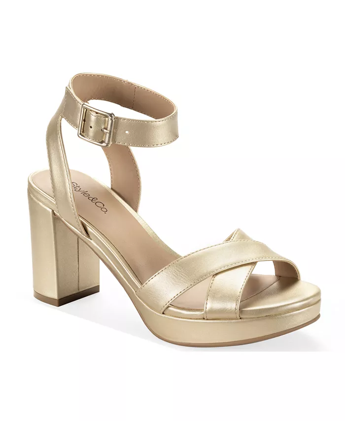 Женские босоножки Shannonn на блочном каблуке Style & Co, слоновая кость/кремовый