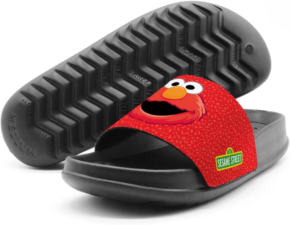Сандалии-шлепанцы Popfunk Sesame Street Elmo Face унисекс для взрослых, официально лицензированы Hypd Slydr Switch, черный — фото 4