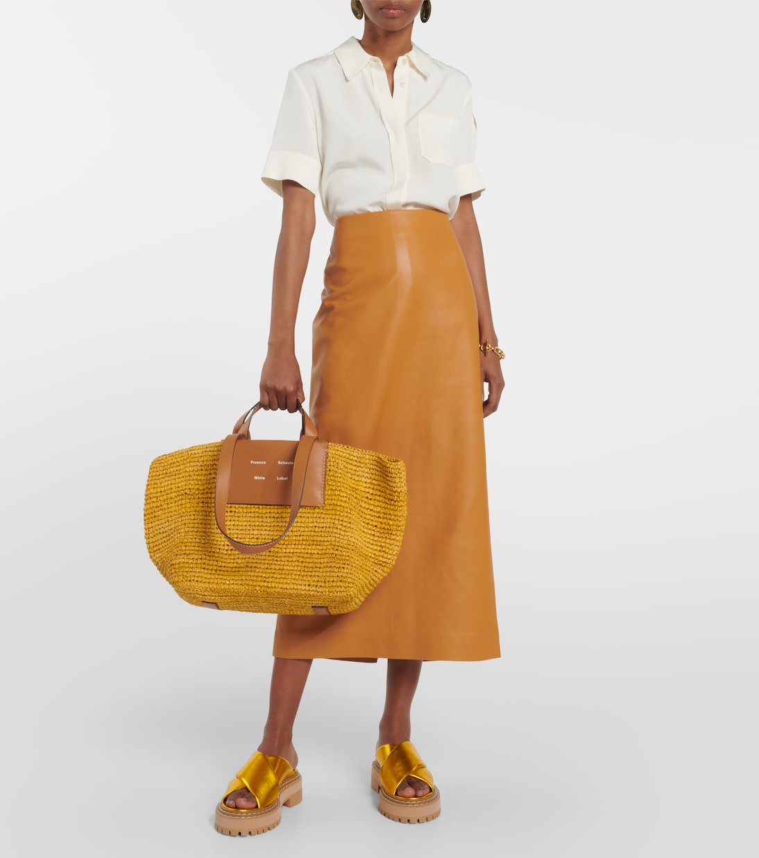Сандалии из металлизированной кожи Proenza Schouler, золотой — фото 2
