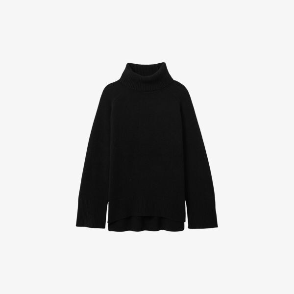 

Вязаный свитер Eliza из шерсти и кашемира с высоким воротом Reiss, черный