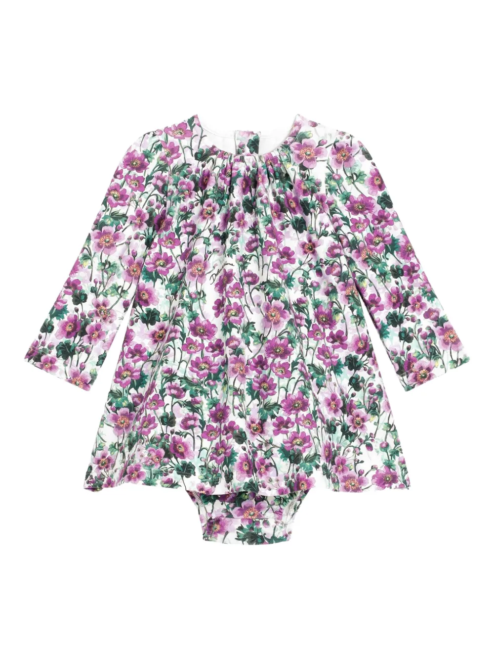 

Платье со сборками и цветочным принтом Dolce & Gabbana Kids, белый