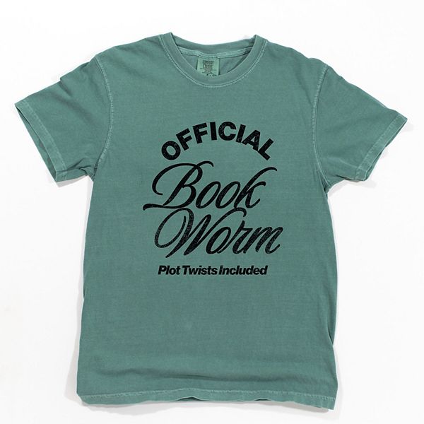 

Футболка женская с принтом Official book worm plot twists included Simply Sage Market, Light Green