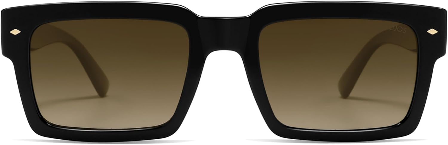 

Классические ретро-солнцезащитные очки SOJOS квадратной формы с поляризацией для женщин и мужчин, модные прямоугольные очки в стиле 80-х и 90-х SJ2393, Shiny Black/Gradient Brown