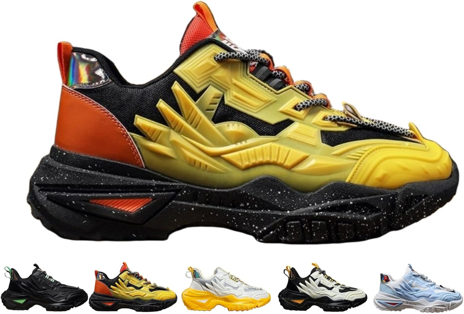 

Мужские модные спортивные массивные кроссовки MACEFIL в стиле Y2K, ретро-стиль 'папа', повседневные дышащие беговые обувь, черный/желтый