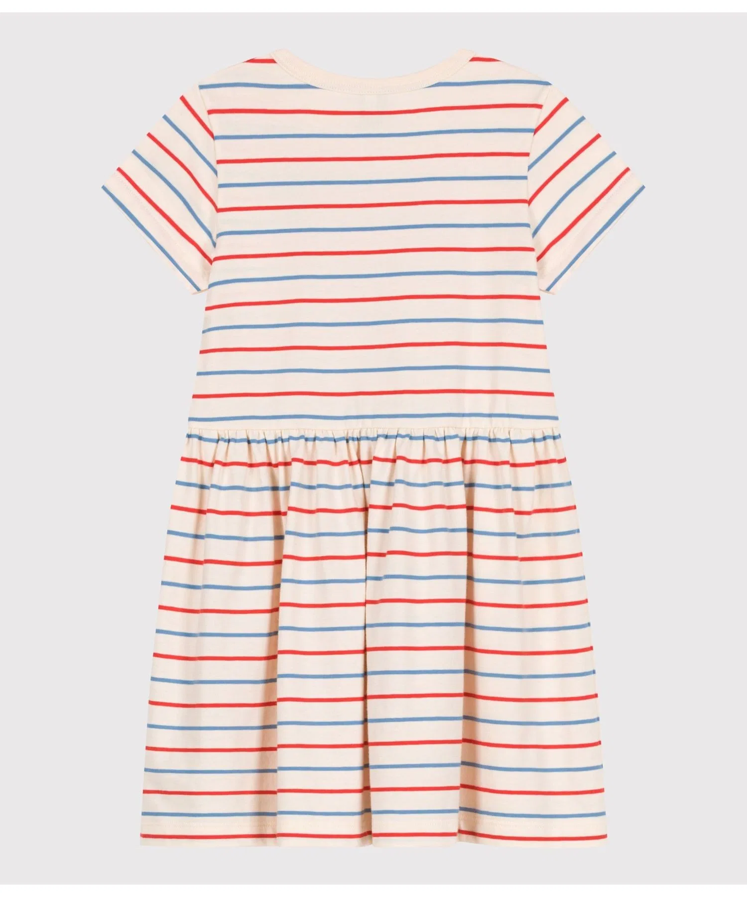 Детское платье с коротким рукавом Petit Bateau в полоску белое — фото 4