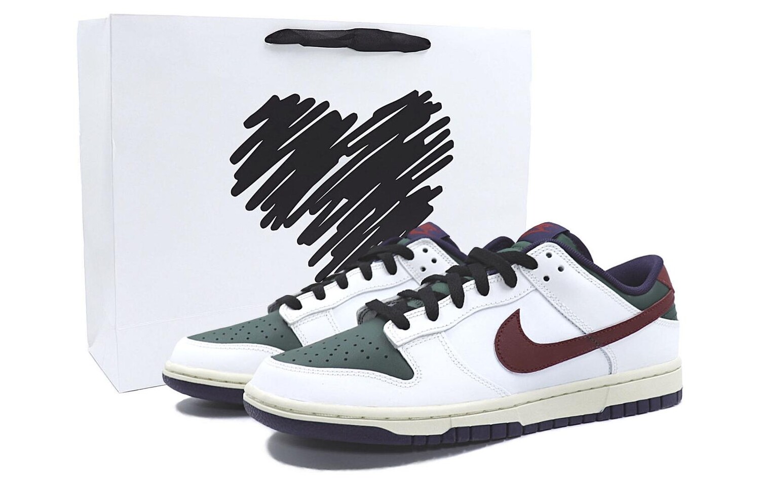 

Кроссовки Nike Dunk Skateboarding Shoes Men Low-top White/green, синий