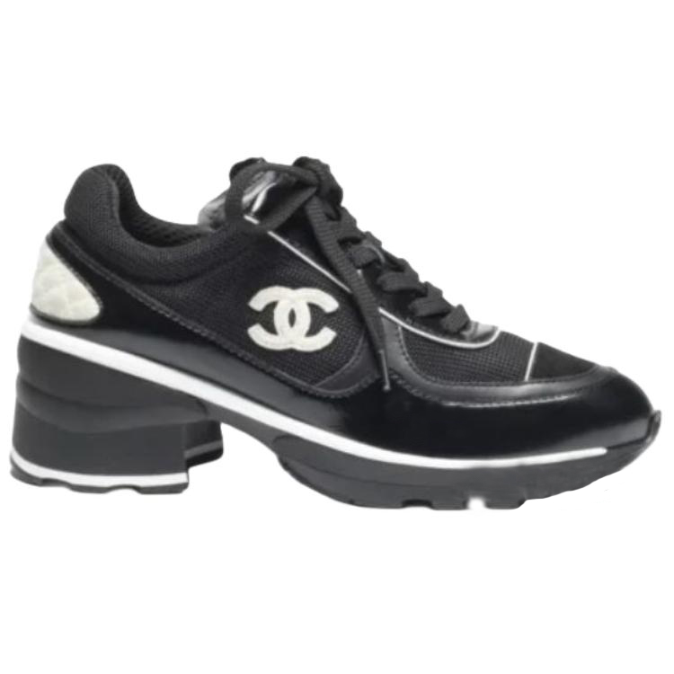 CHANEL 25K Chunky Heel высокие туфли 4 см женские black — фото 4