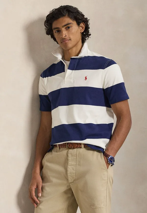 Классическая рубашка-поло с коротким рукавом для регби Polo Ralph Lauren, Dark Cobalt/Deckwash White — фото 4