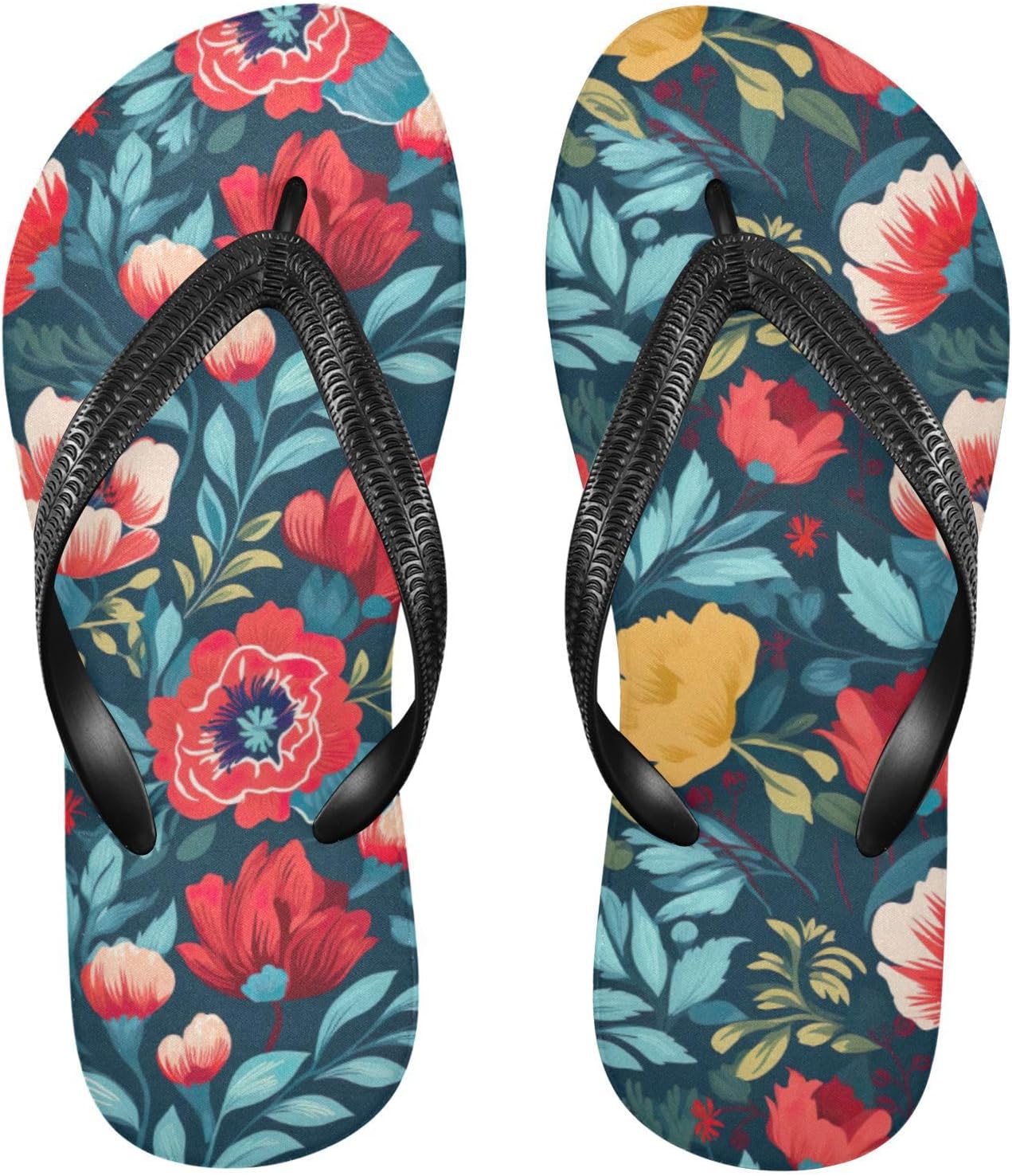 

Шлепанцы с акварельными маками, красочные цветочные шлепанцы для пляжа и душа, резинескользящие летние тапочки для женщин и мужчин Sinestour, Watercolor Poppies Colorful Floral
