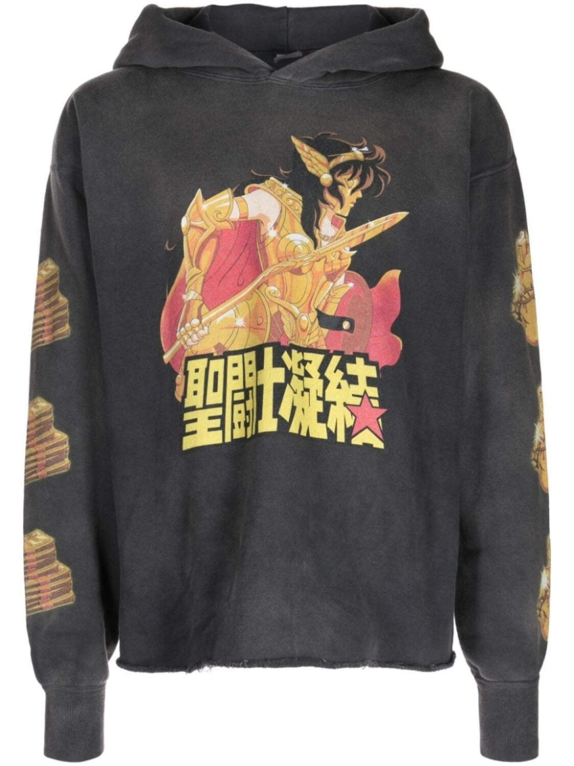 

SAINT MXXXXXX graphic-print cotton hoodie, серый