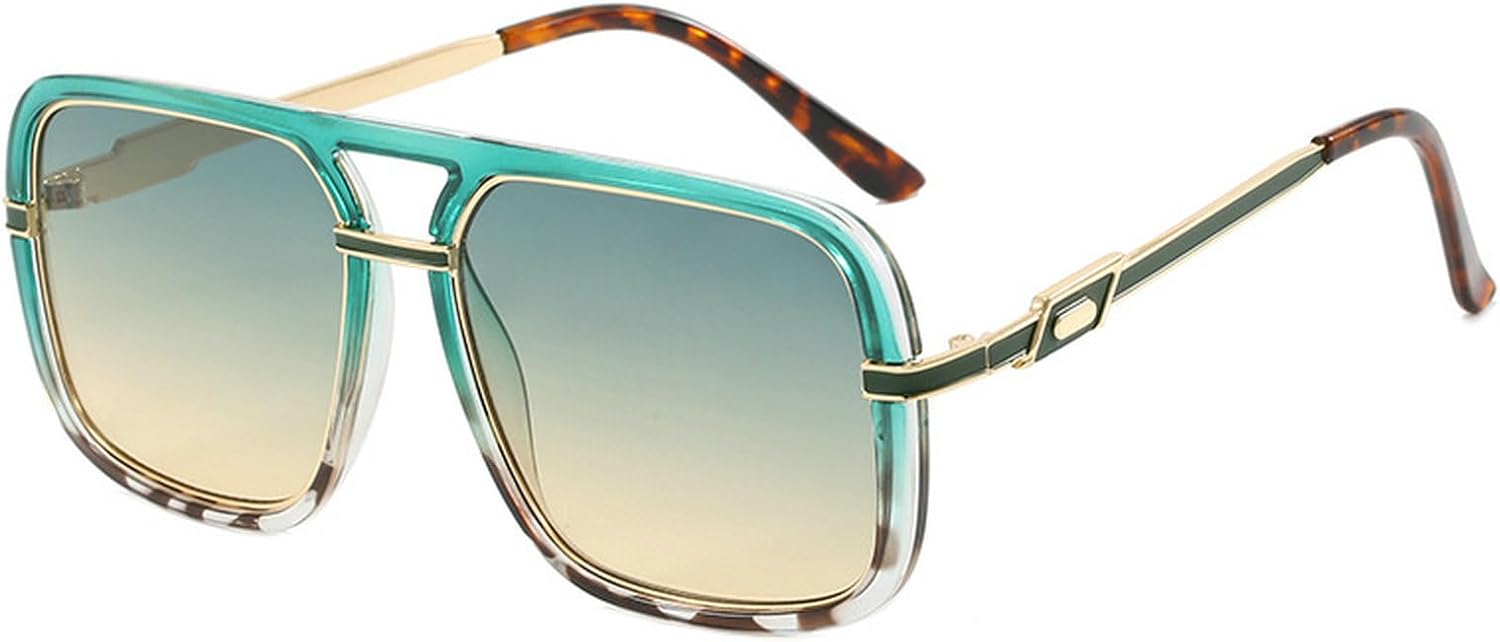 

Ретро-солнцезащитные очки с двойной перемычкой квадратной формы для мужчин, защита от УФ-излучения UV400, модные градиентные солнцезащитные очки для женщин, очки-пилот, металлический корпус mincl, C7