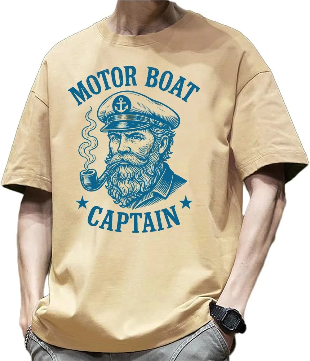 

Футболка Funny Boat Captain для мужчин — винтажная морская тема с бородатым моряком