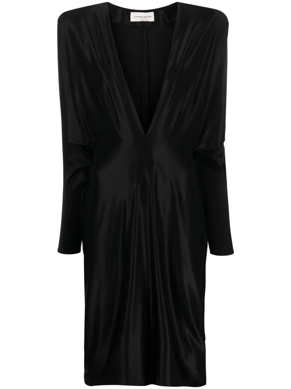 

Платье с V-образным вырезом и длинными рукавами Alexandre Vauthier, черный