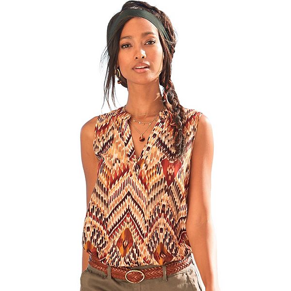 

Женская блузка без рукавов с V-образным вырезом Lascana, Brown Multicolor