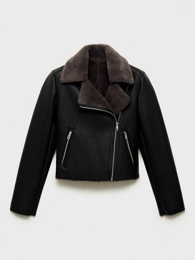 

Байкерская куртка из искусственной кожи cadi slim fit Mango, цвет Black/Brown