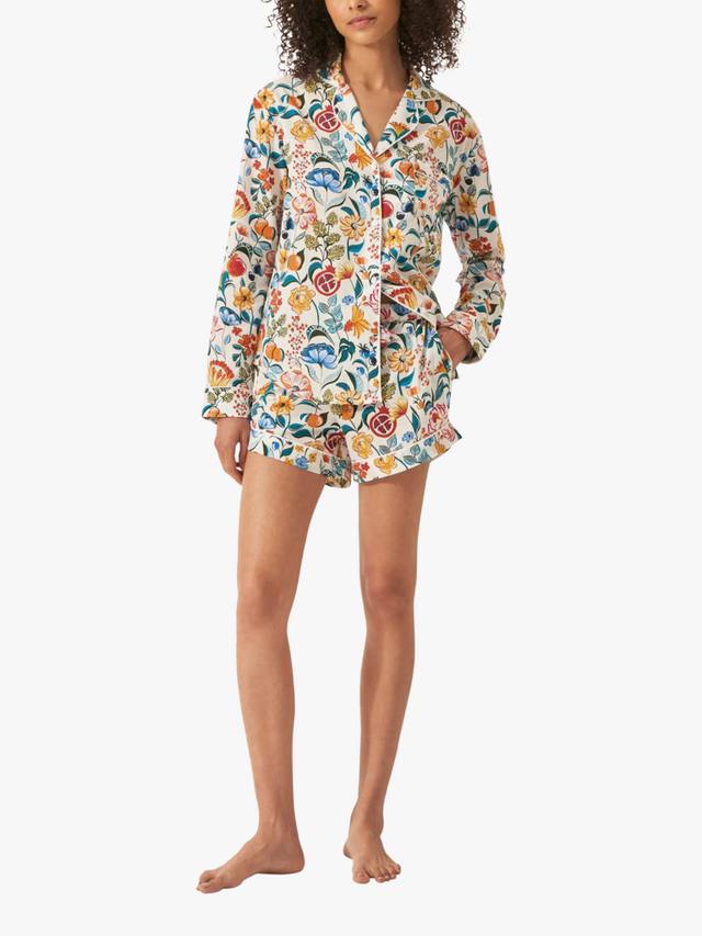 

Комплект пижамы с длинными рукавами и шортами из органического хлопка с цветочным принтом myza, Multi/White