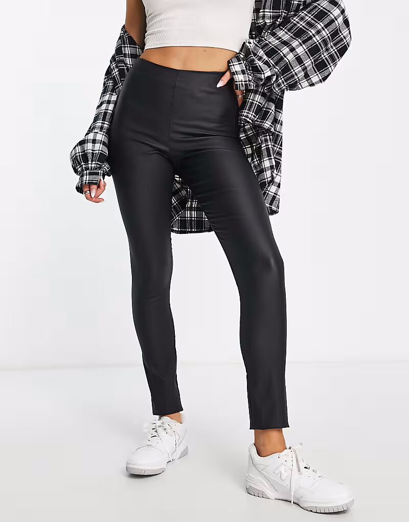 

Леггинсы с покрытием и молнией сзади, черного цвета Vila