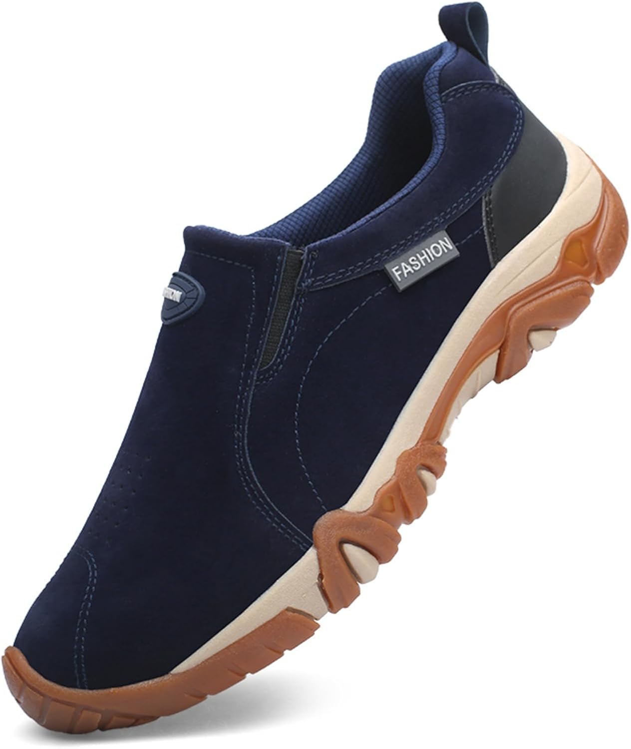 

Мужские модные кожаные кроссовки Boaobaihuo с эластичной застежкой, слипоны, для скалолазания, с круглым носком, нескользящие, для активного отдыха на улице, походов, вождения и горного туризма, синий