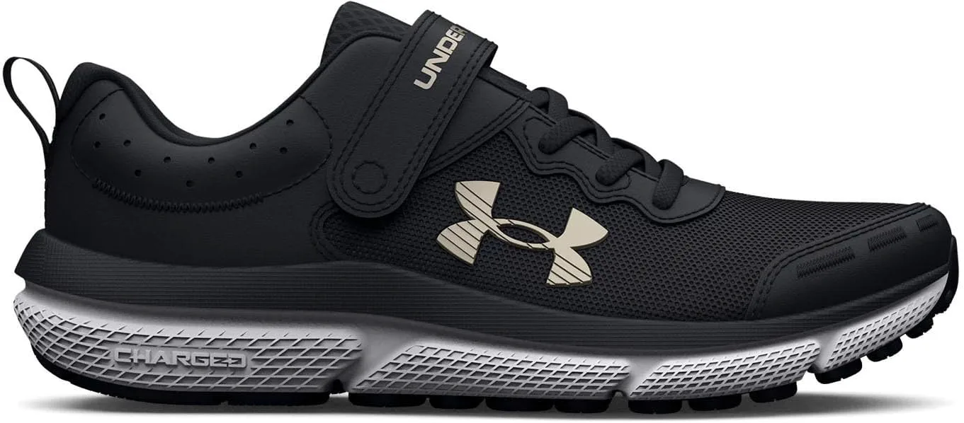 Детские кроссовки Under Armour Assert 10 с альтернативной застежкой, черный/металлик золотой — фото 3