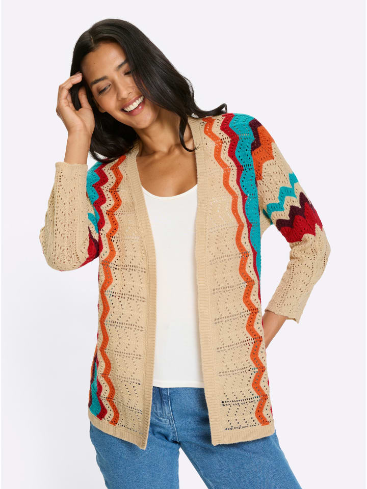 

Ажурный кардиган с песочно-клубничным узором Sieh an!