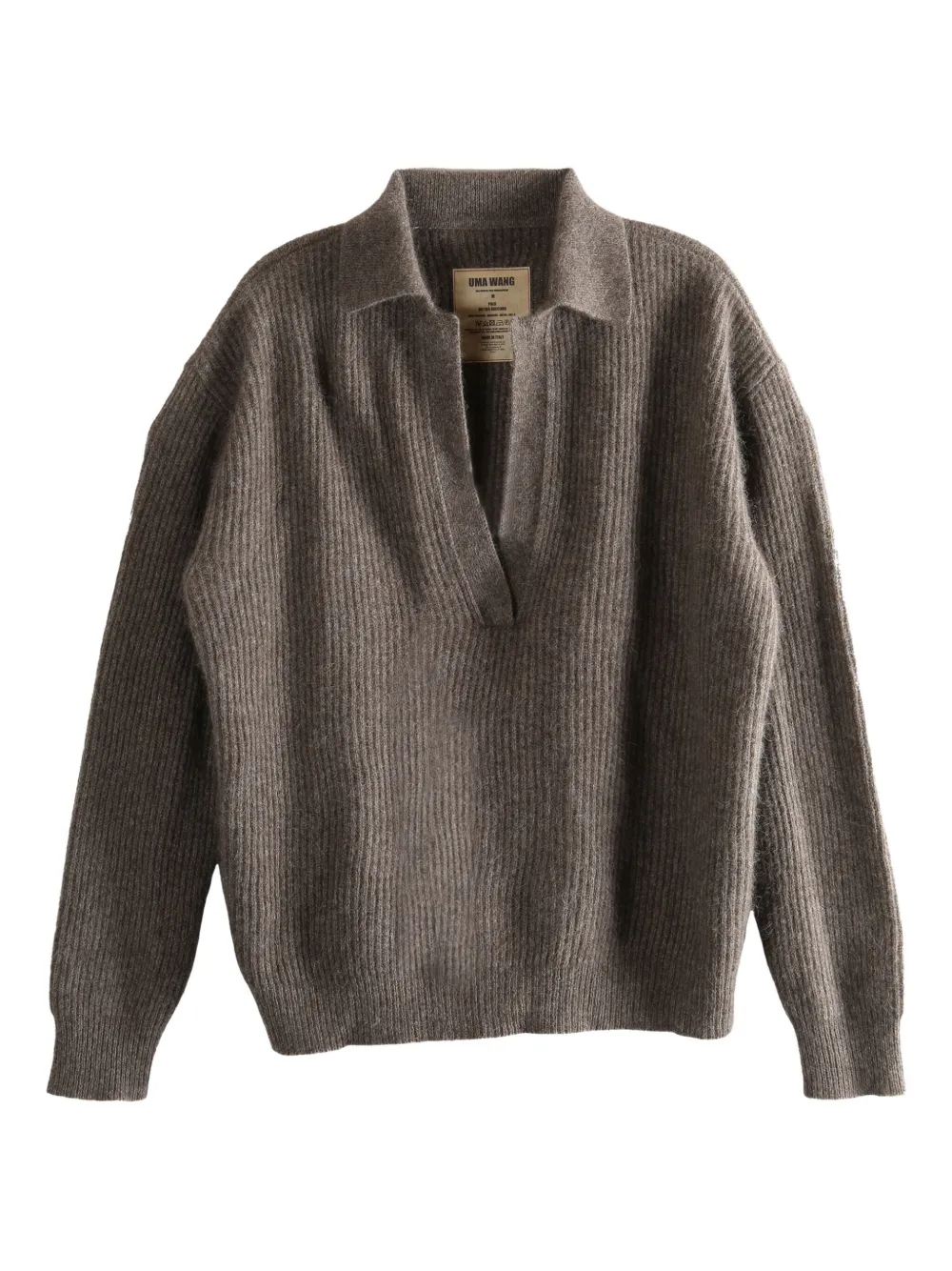 

Поло с V-образным вырезом Uma Wang, коричневый