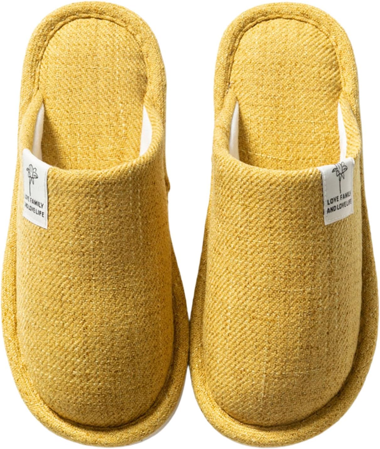 

Зимние льняные тапочки Дышащие домашние нескользящие удобные для женщин и мужчин для дома и отеля Generic, желтый