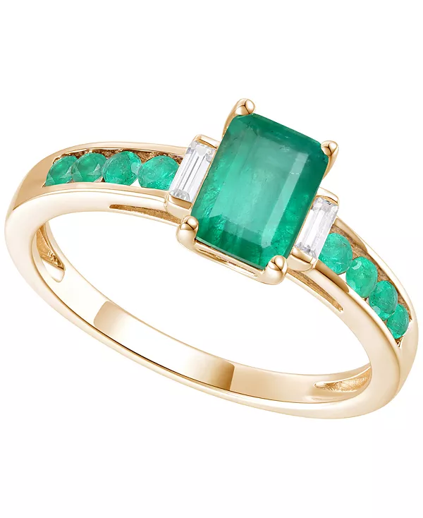 

Кольцо с драгоценными камнями и бриллиантами (1/20 карата) из 14-каратного белого золота (также из 14-каратного золота) Macy'S, emerald