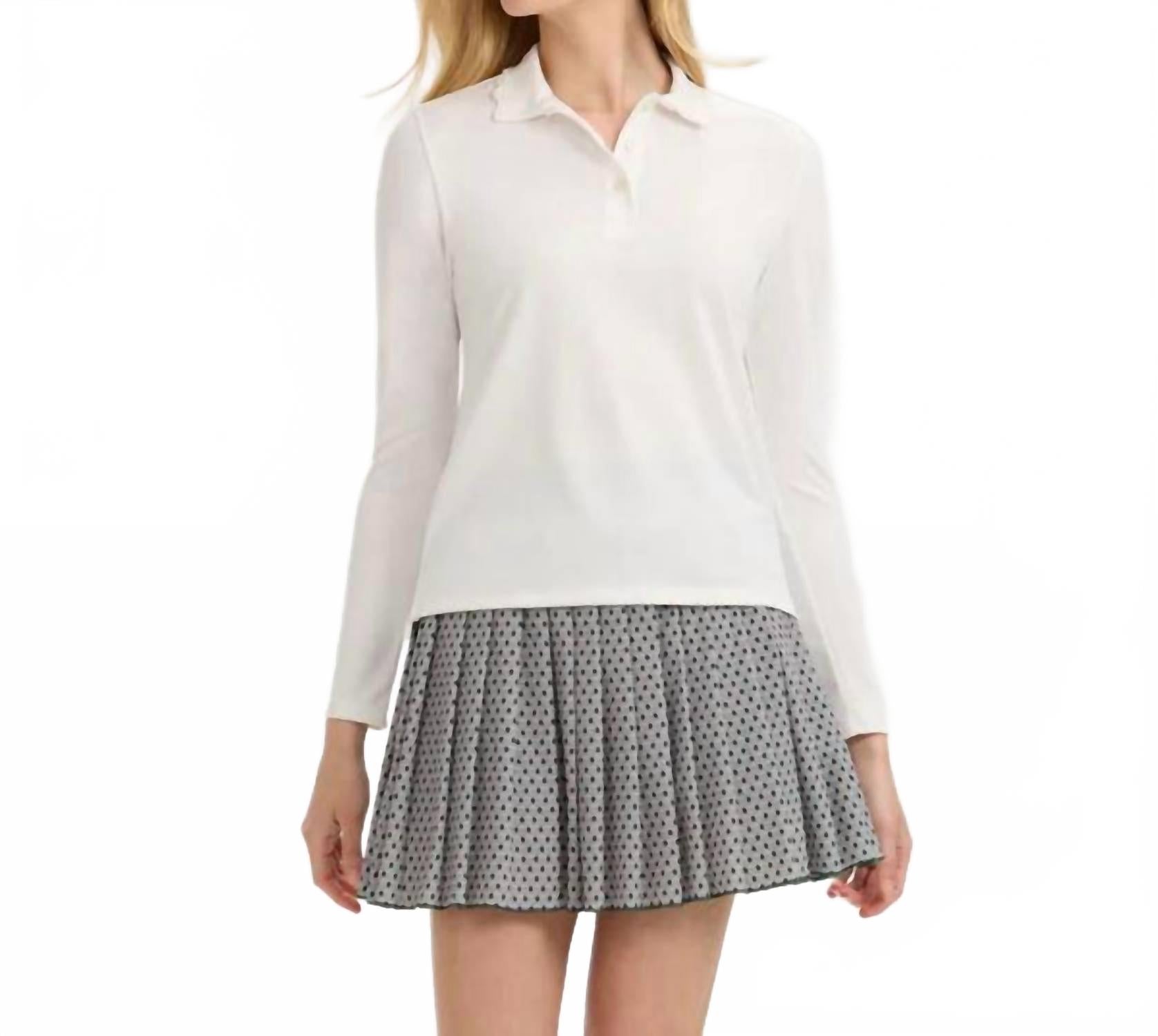 

Рубашка поло с длинным рукавом и фестончатым воротником, белая Renwick