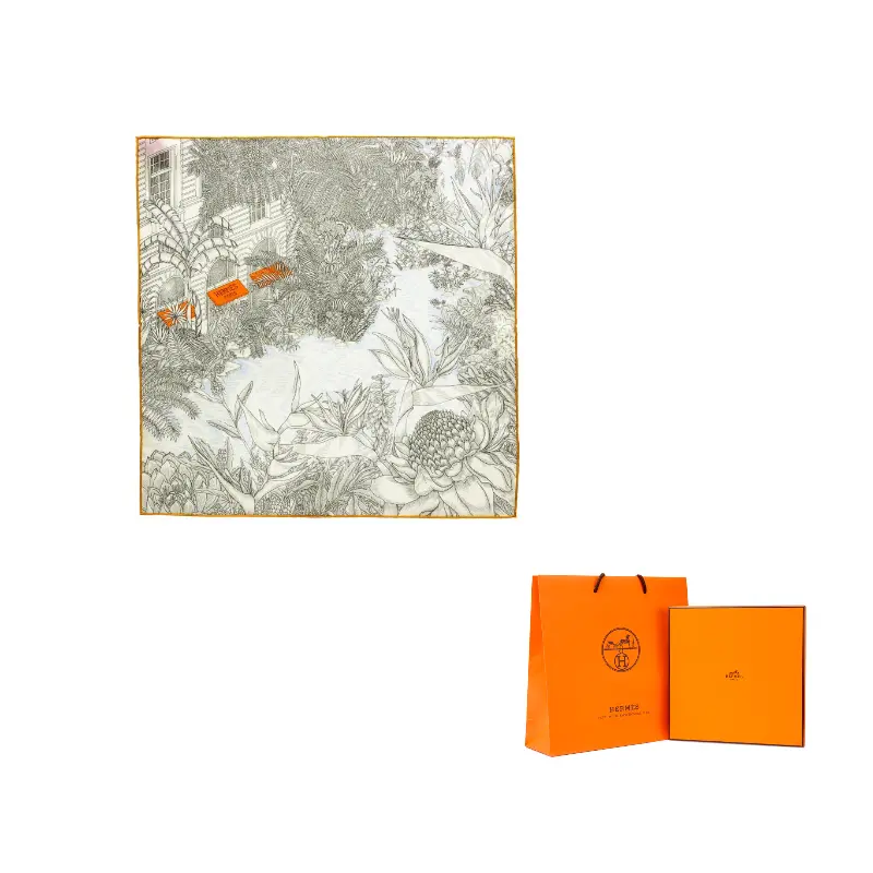 

HERMES Шёлковый шарф Faubourg, Orange