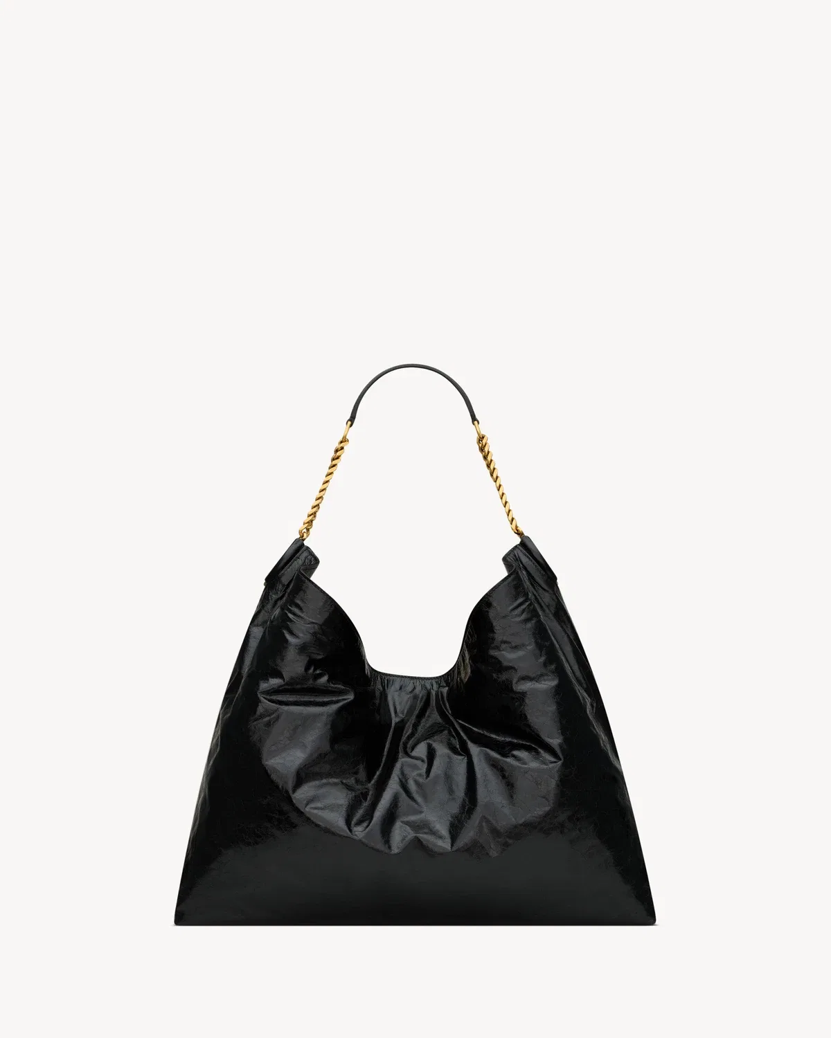 Сумка-хобо HORTENSE из блестящей кожи SAINT LAURENT, черный — фото 4