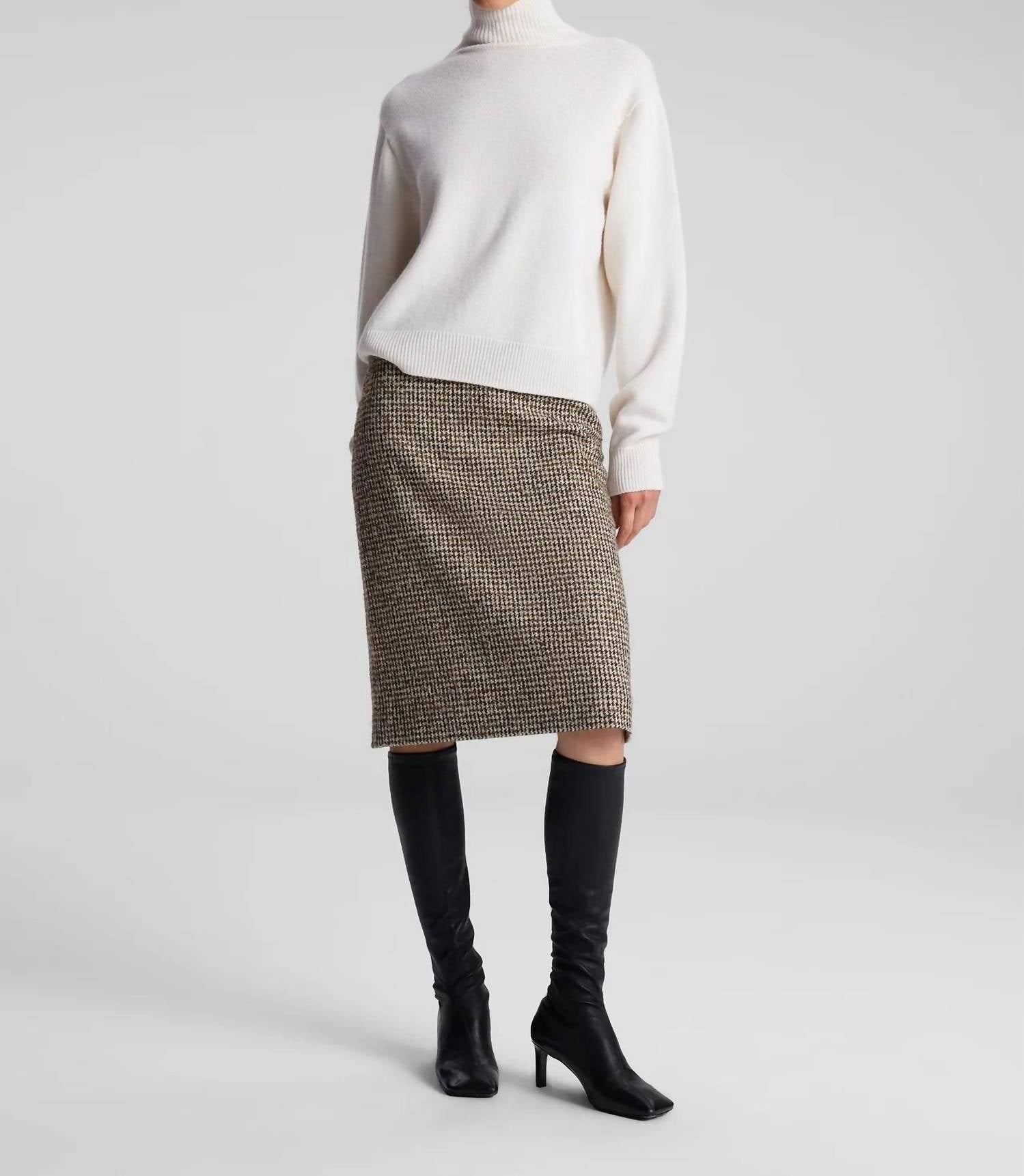 

Юбка Cara Houndstooth в кремово-коричневом цвете A.L.C.