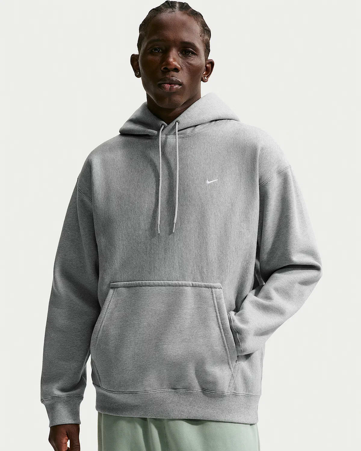 Мужская худи Nike Solo Swoosh, Dark Grey Heather/Light Smoke Grey/White