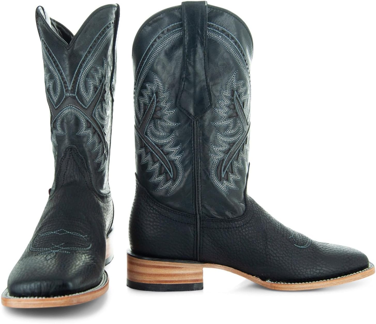 Мужские ковбойские сапоги Soto Boots черные с квадратным носком, мужские ковбойские сапоги из натуральной кожи, черные вестерн-сапоги для мужчин H50040 — фото 2