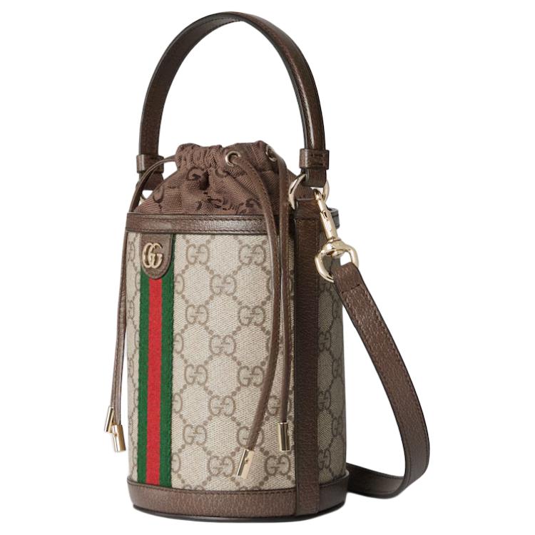 Женская сумка-ведро GUCCI Ophidia из канваса с кожаной отделкой — фото 2