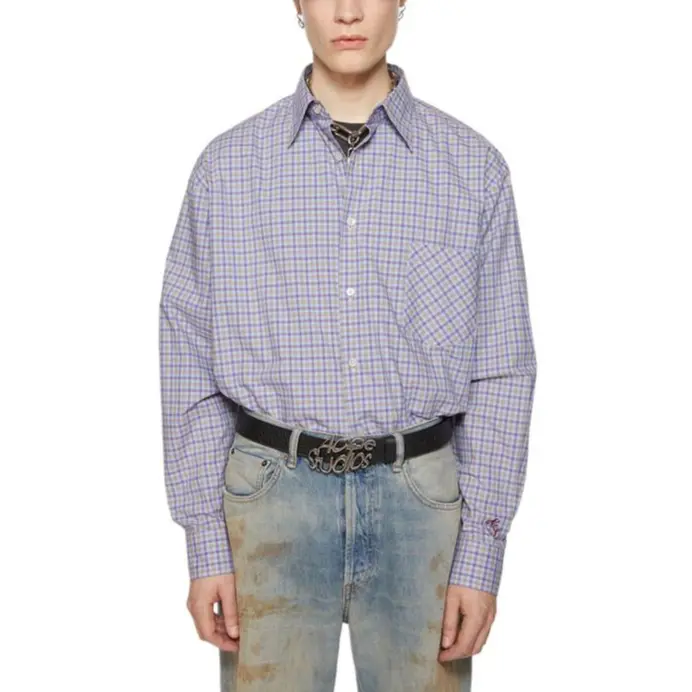 Клетчатая хлопковая рубашка Acne Studios, желтый — фото 4