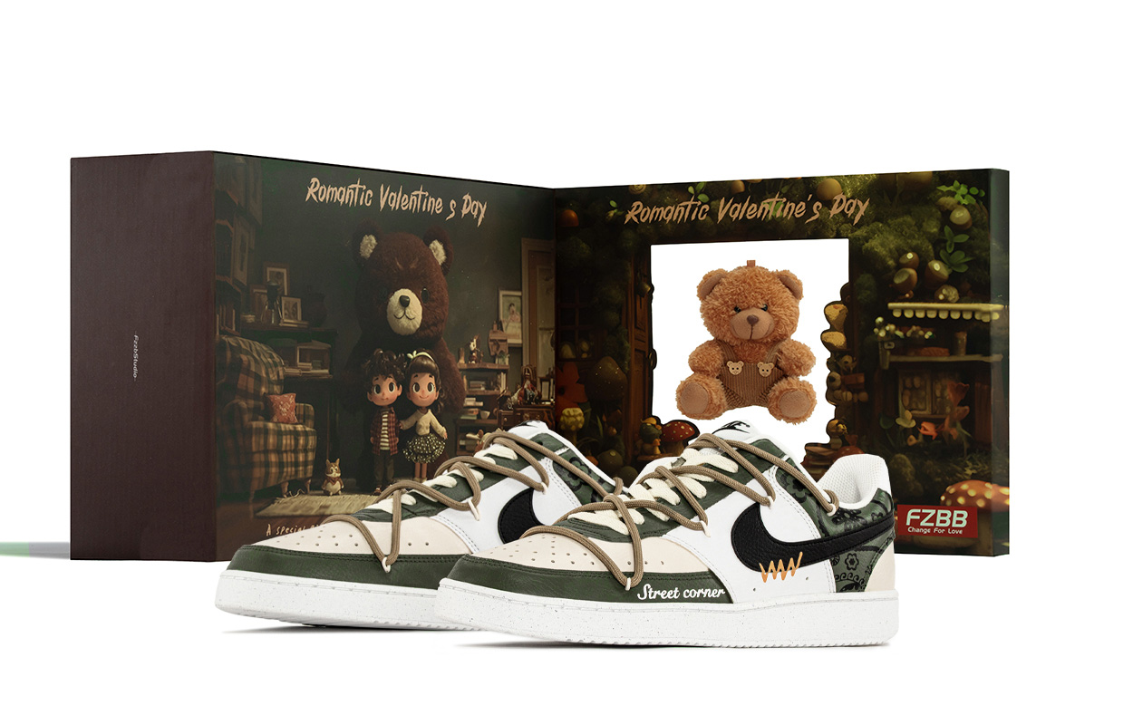 

Кроссовки low top skateboard мужские court vision 1 new street cashews, bear gift box cushioning Nike, хаки