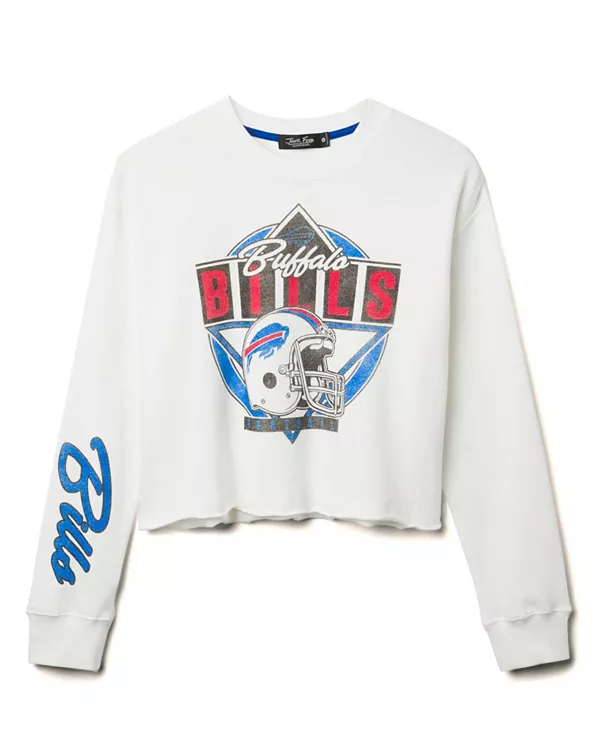 

Женская флисовая толстовка с укороченным кроем в виде шлема команды NFL Buffalo Bills. Junk Food Clothing, белый