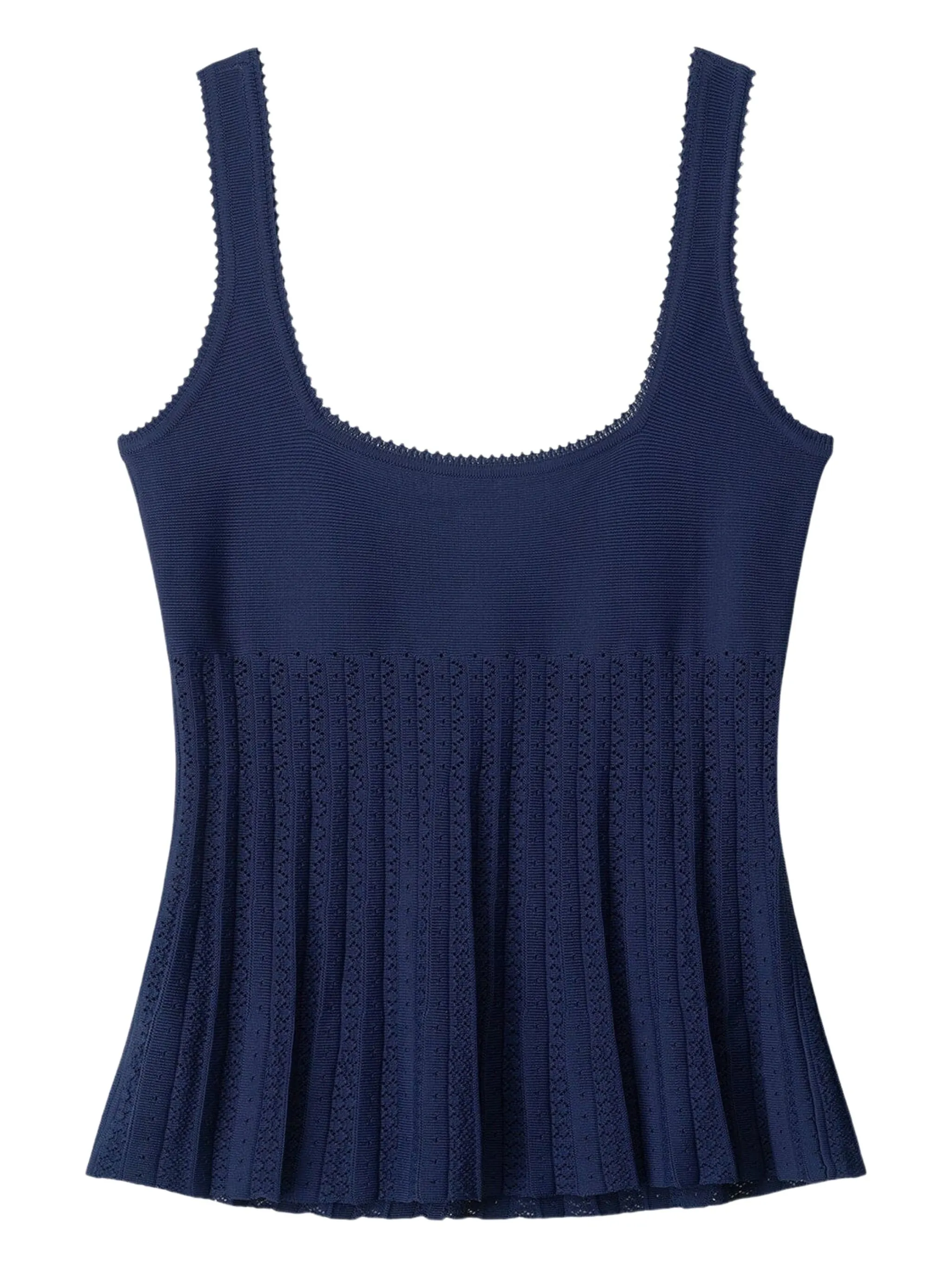 

Плиссированный топ с квадратным вырезом Staud, синий