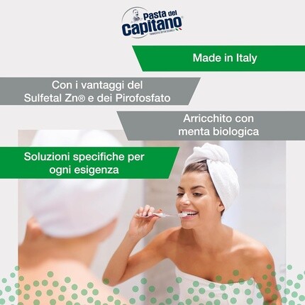 Зубная паста Pasta del Capitano Bio Antitartar освежает дыхание, идеально подходит для курильщиков, помогает предотвратить образование зубного налета, тюбик 75 мл — фото 3