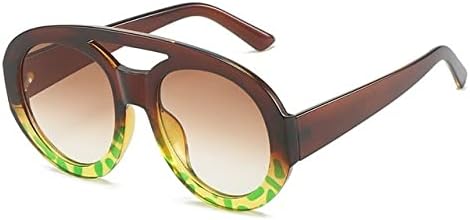 

Круглые солнцезащитные очки большого размера для женщин, овальные солнцезащитные очки для мужчин, винтажные солнцезащитные очки для женщин с защитой от УФ-излучения UV400 MTZJH, Tea