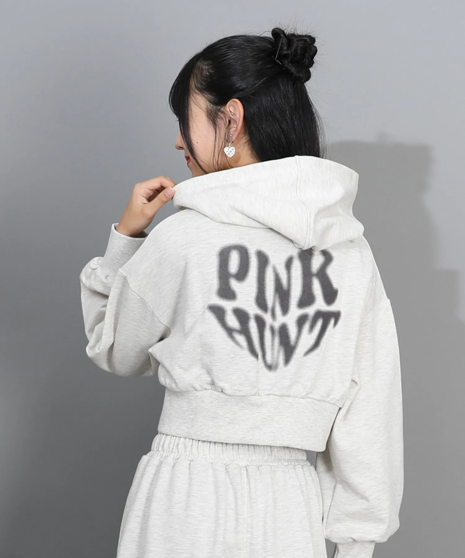 Худи на молнии с принтом на спине PINKHUNT 1302K (Низ продается отдельно)