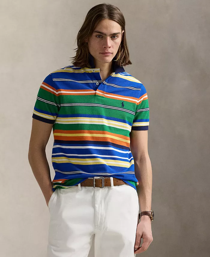 

Мужская классическая рубашка-поло в полоску из сетки Polo Ralph Lauren, мультиколор